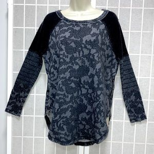 FREE PEOPLE Zipper sided Oversized Crop Tunic Top Boho Gray Multi S